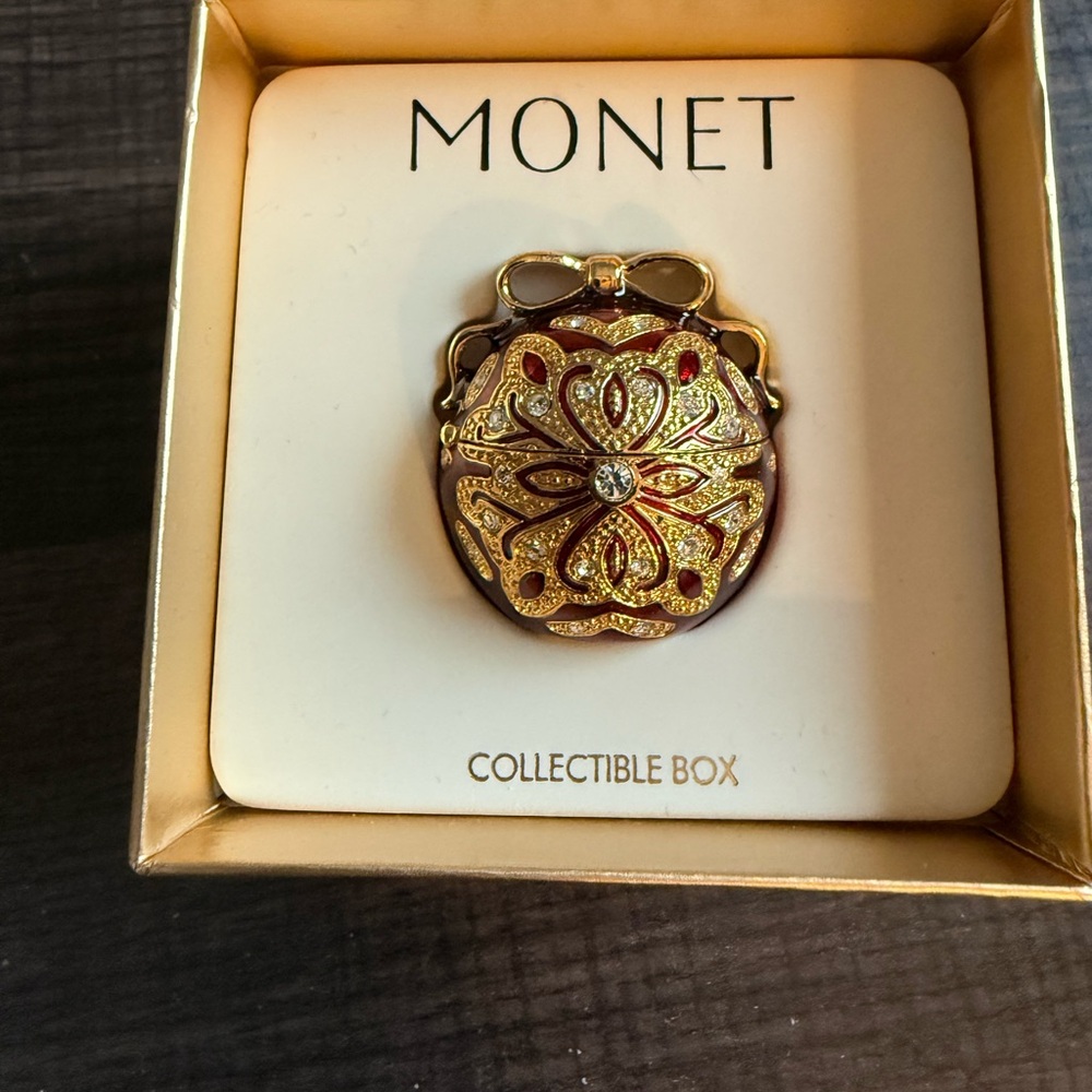 Monet Gold and Red Decorative Box